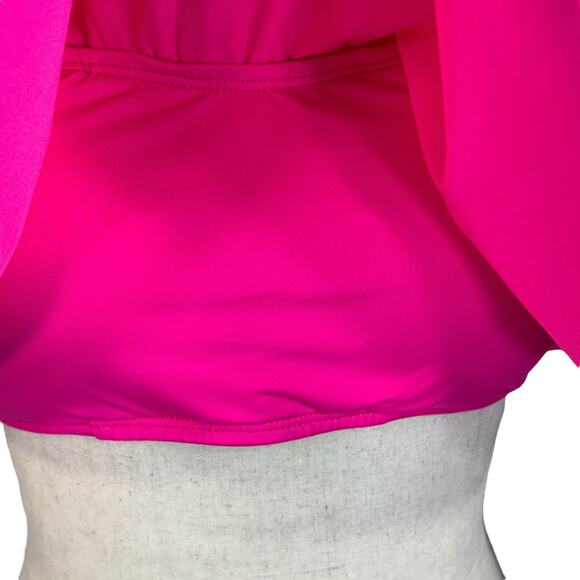 La Blanca SZ 12 Island Goddess Bandeau Bikini Swim Top UPF 50+ Ruffled Pop Pink - Picture 3 of 8